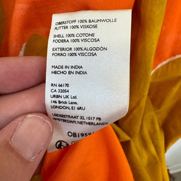 NWT Anthropologie Babydoll Midi Dress Coral Orange Lime Brown Size S Small - Picture 5 of 12